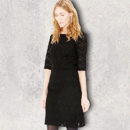 Monsoon Black Flora Linear Lace Shift Dress UK 14 US 10 EU 42 Timeless Fashions