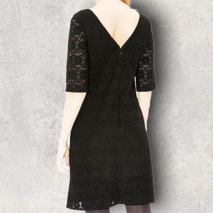 Monsoon Black Flora Linear Lace Shift Dress UK 14 US 10 EU 42 Timeless Fashions