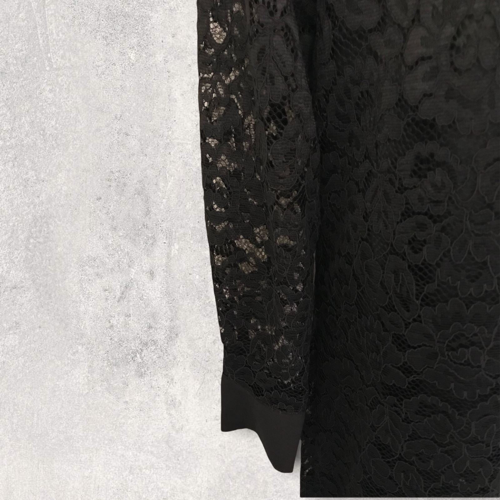 Pomodoro Black Lace Long Sleeved Shirt Dress UK 14 US 10 EU 42 Timeless Fashions