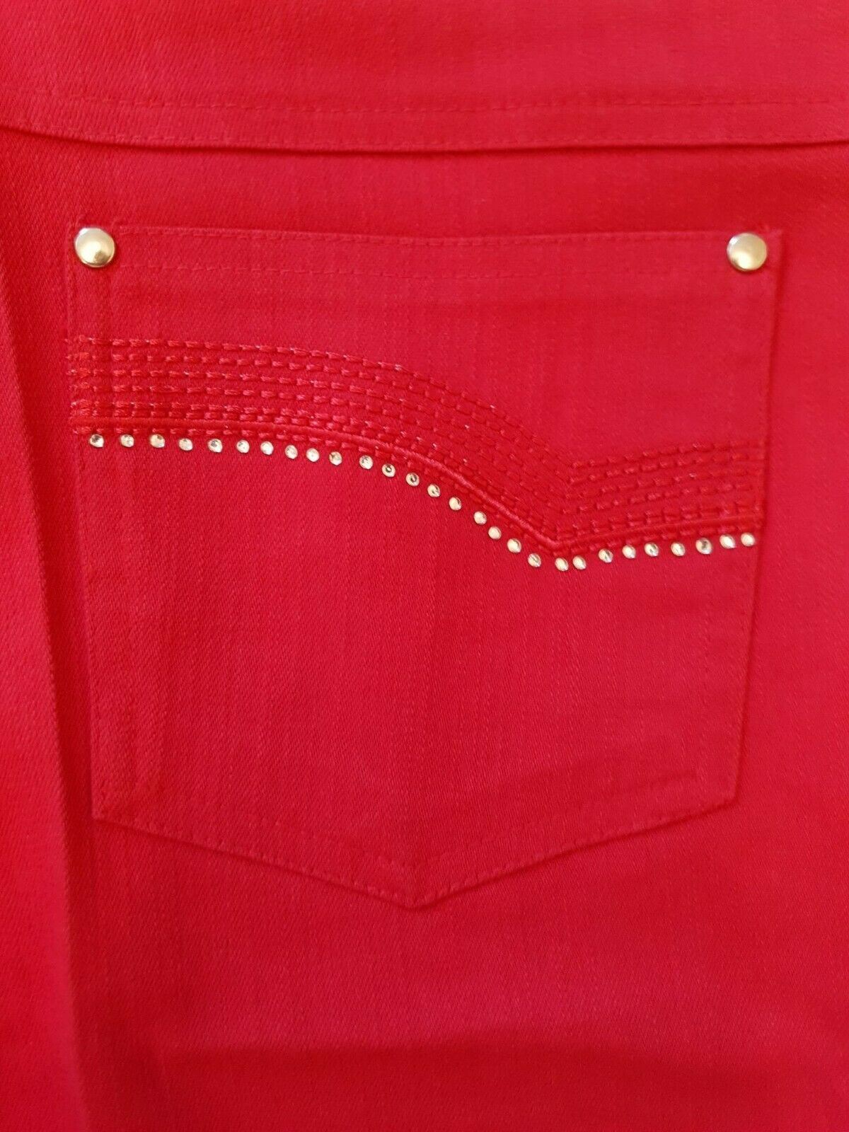 Libra Red Straight Leg High Rise Stretch Jeans UK 12 US 8 EU 40 Timeless Fashions