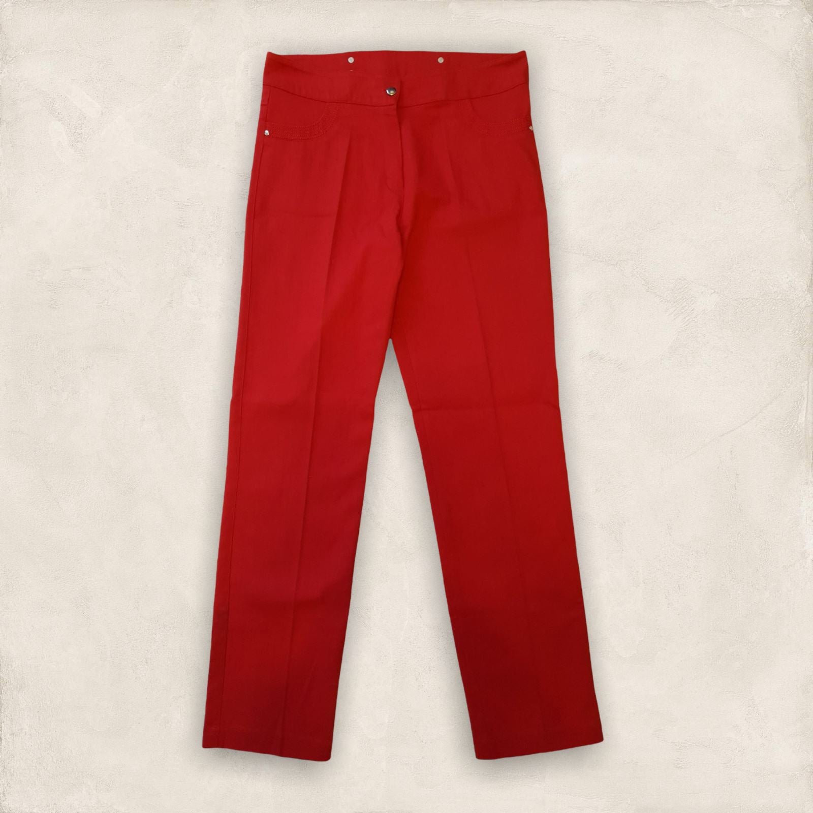 Libra Red Straight Leg High Rise Stretch Jeans UK 12 US 8 EU 40 Timeless Fashions