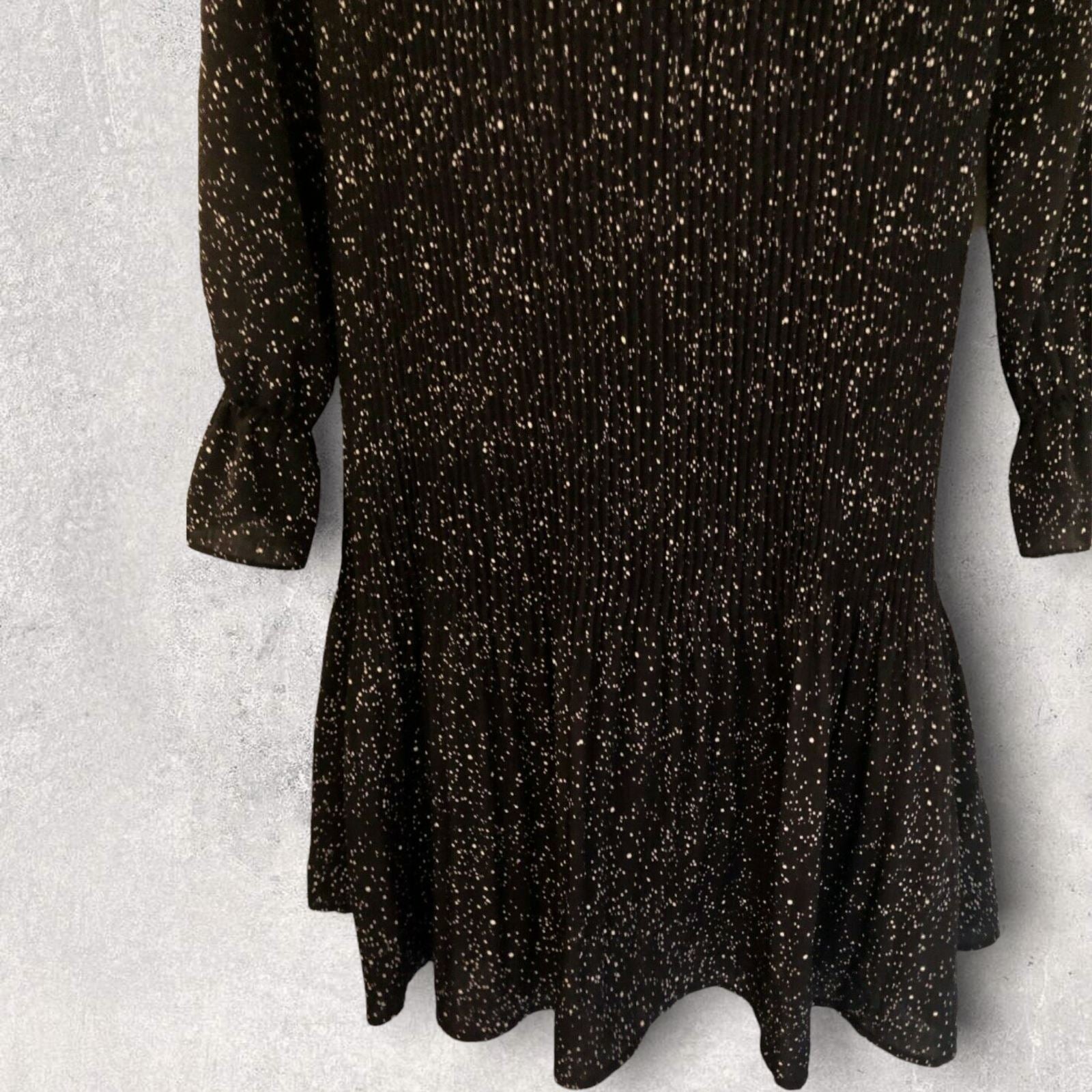 Minus Rikka Black Spotted Long Sleeve Pleated Dress UK 10 US 6 EU 38 RRP £100 Timeless Fashions