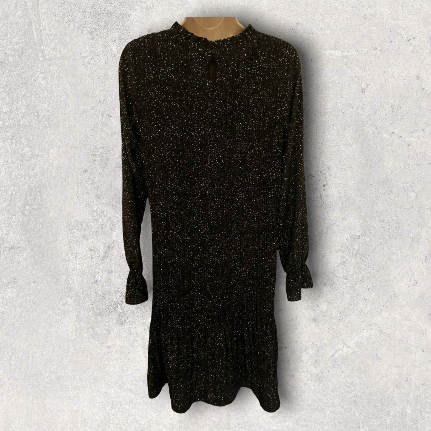 Minus Rikka Black Spotted Long Sleeve Pleated Dress UK 10 US 6 EU 38 RRP £100 Timeless Fashions