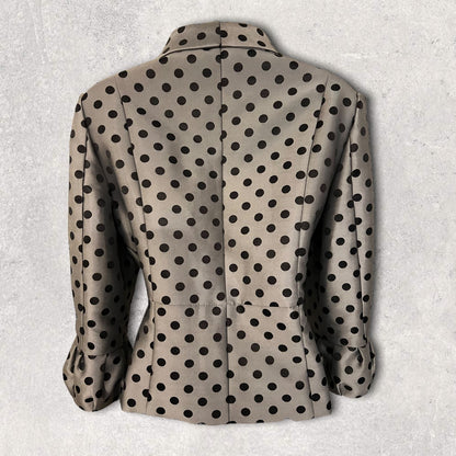 SONIA PENA Womens Vintage Silver Grey Polka Dot Jacket UK 18 US 14 EU 46 Timeless Fashions