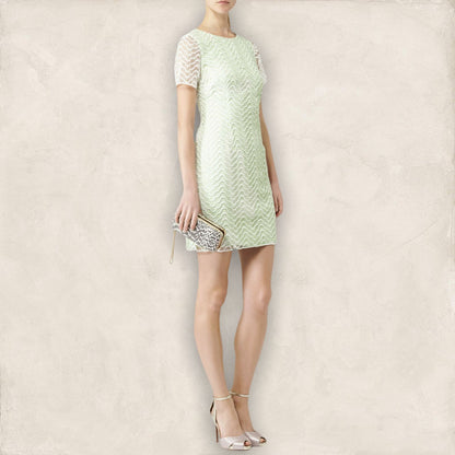 Reiss Soft Mint Green Lark Lace Overlay Dress UK 12 US 8 EU 40 RRP £190 Timeless Fashions