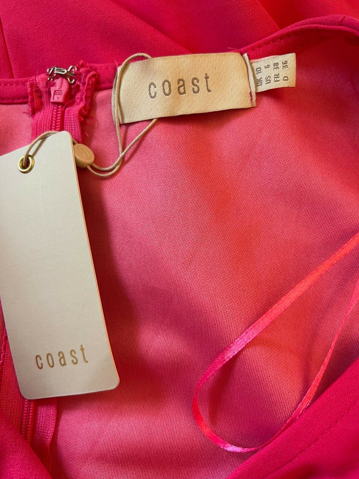 Coast Pink Organza Puff Sleeve Wrap Style Dress UK 10 EU 38 US 6 BNWT Timeless Fashions