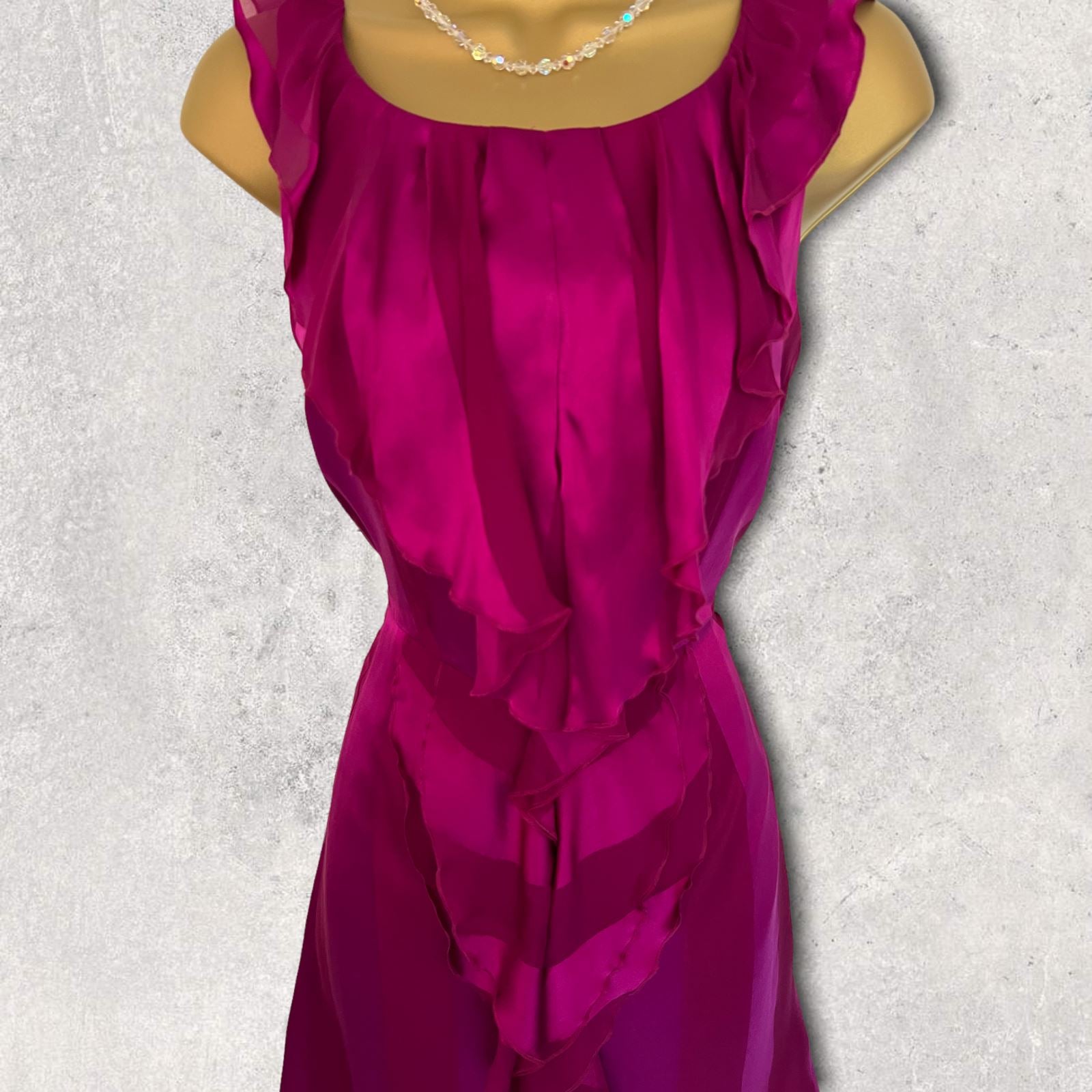 Moschino Fuschia Pink Silk Ruffle Dress IT 40 UK 8 US 4 EU 36 Timeless Fashions