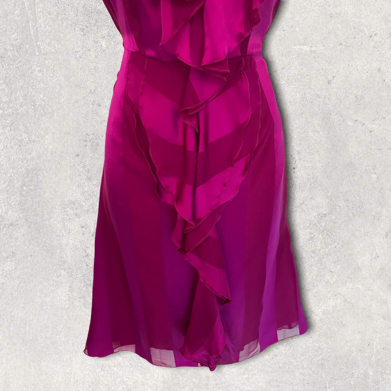 Moschino Fuschia Pink Silk Ruffle Dress IT 40 UK 8 US 4 EU 36 Timeless Fashions