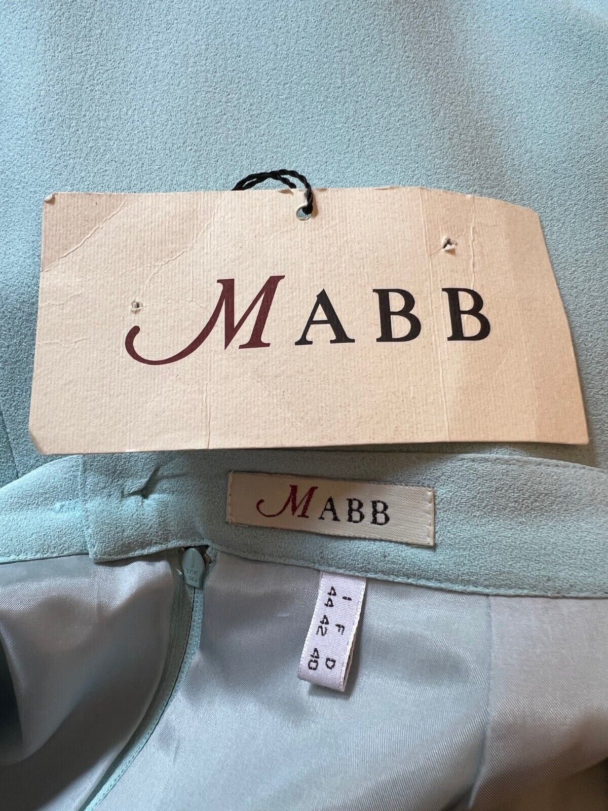 Mabb Vintage Baby Blue Crepe Summer Pencil Skirt UK 10 US 6 EU 38 BNWT Timeless Fashions