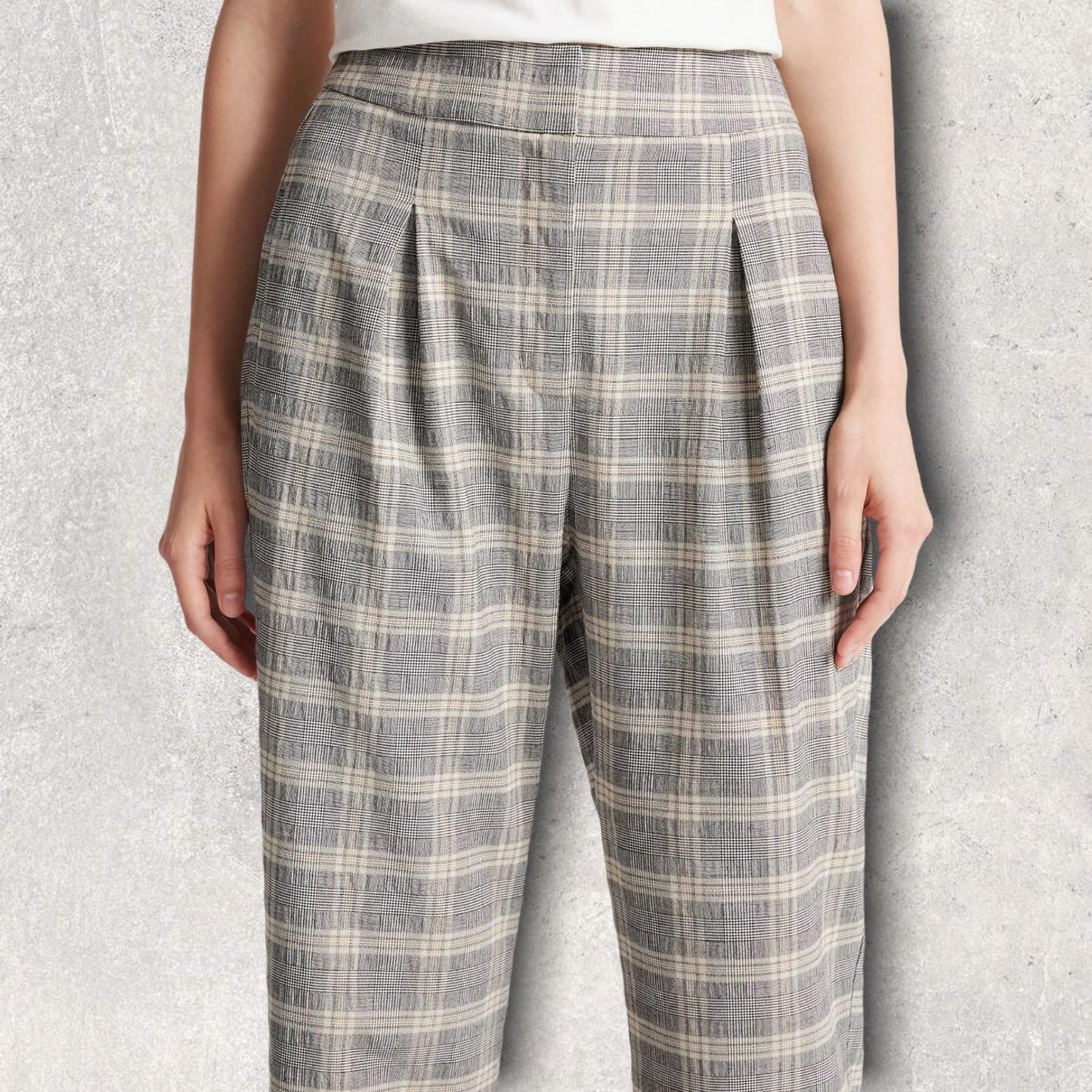 LIMITED EDITION Grey Mix Checked Wide Leg Trousers UK 12 US 8 EU 40 Timeless Fashions