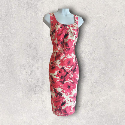 L.K. Bennett Pink & Ivory Wool & Silk Sleeveless Pencil Dress UK 12 EU 40 Timeless Fashions