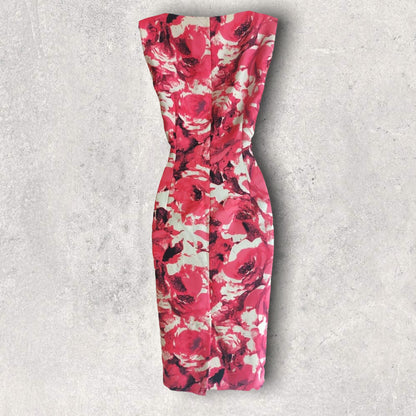 L.K. Bennett Pink & Ivory Wool & Silk Sleeveless Pencil Dress UK 12 EU 40 Timeless Fashions