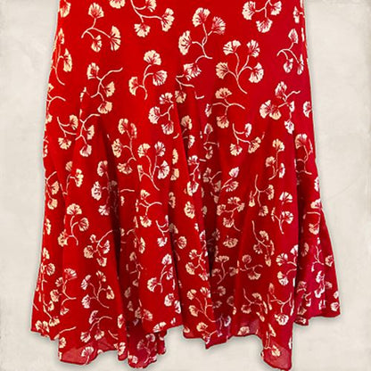 Ralph Lauren Red & White Cotton Floral Skirt Size S Approx UK 10/12 US 6/8 EU 38/40 Timeless Fashions