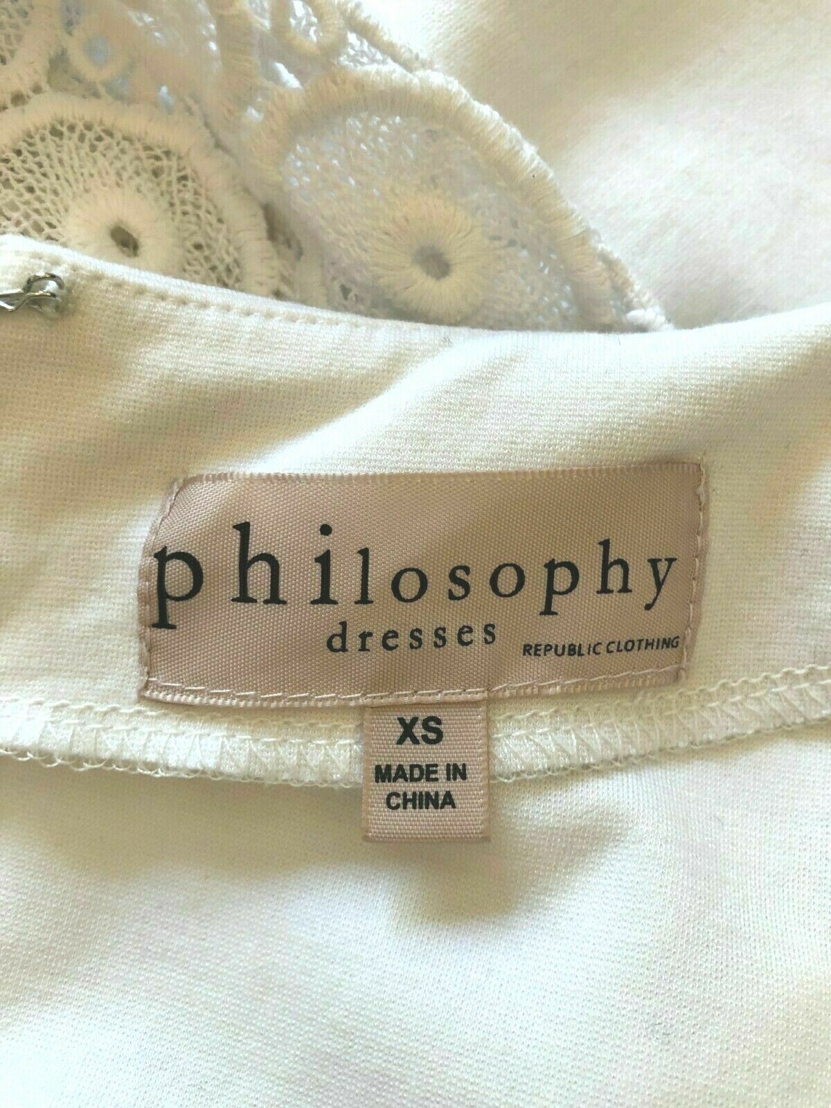 Philosophy White Ladies Lace Sleeve Dress Size XS UK 8 US 4 EU 36 Timeless Fashions