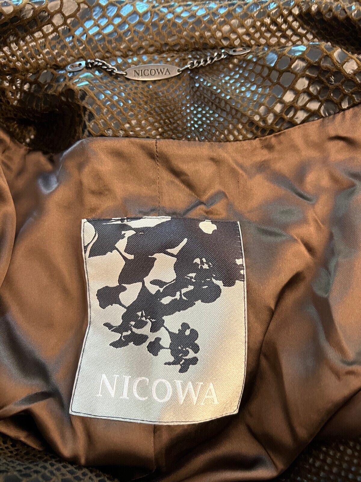 Nicowa Womens Vintage Brown Snakeskin Belted Autumn/Winter Coat UK 16 US 12 EU 44 Timeless Fashions