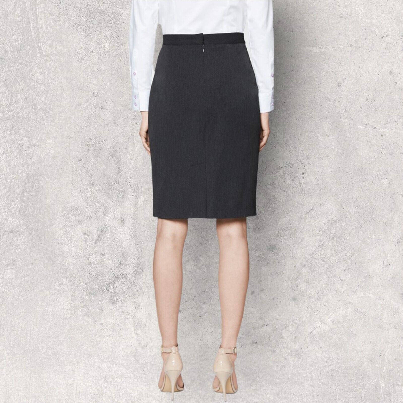 Feraud Ladies Dark Grey Virgin Wool Pencil Skirt UK 16 US 12 EU 44 RRP £179 Timeless Fashions