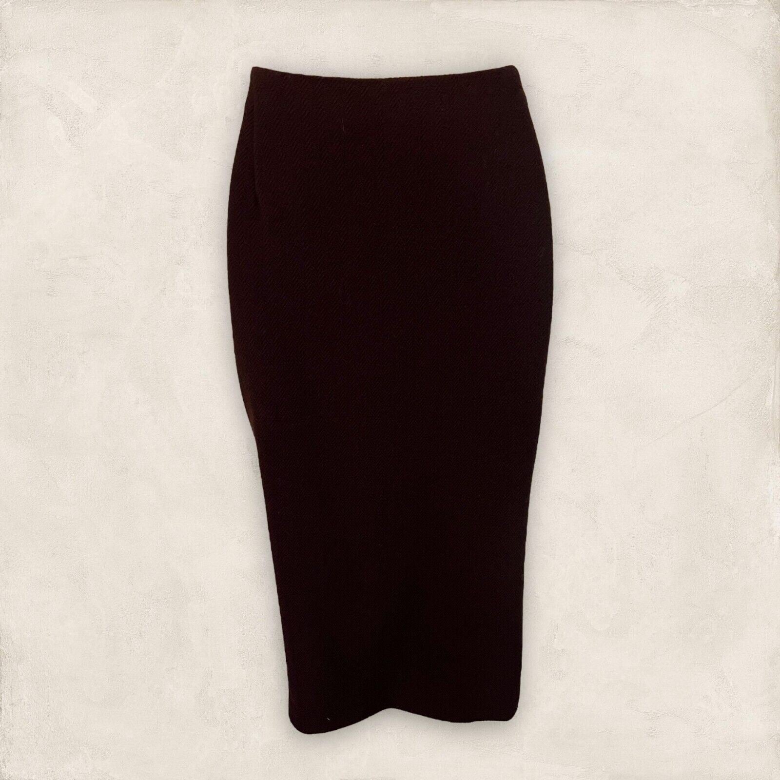 Gibierre Donna Burgundy, Brown Pencil Wool Skirt, UK 20 US 16 EU 50 Timeless Fashions