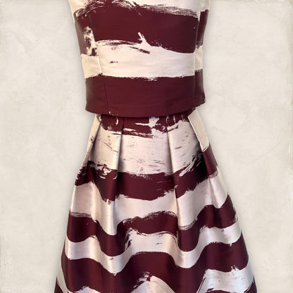 Phase Eight Burgundy & Metallic Silver Skirt & Top UK 14 US 10 EU 42 Timeless Fashions