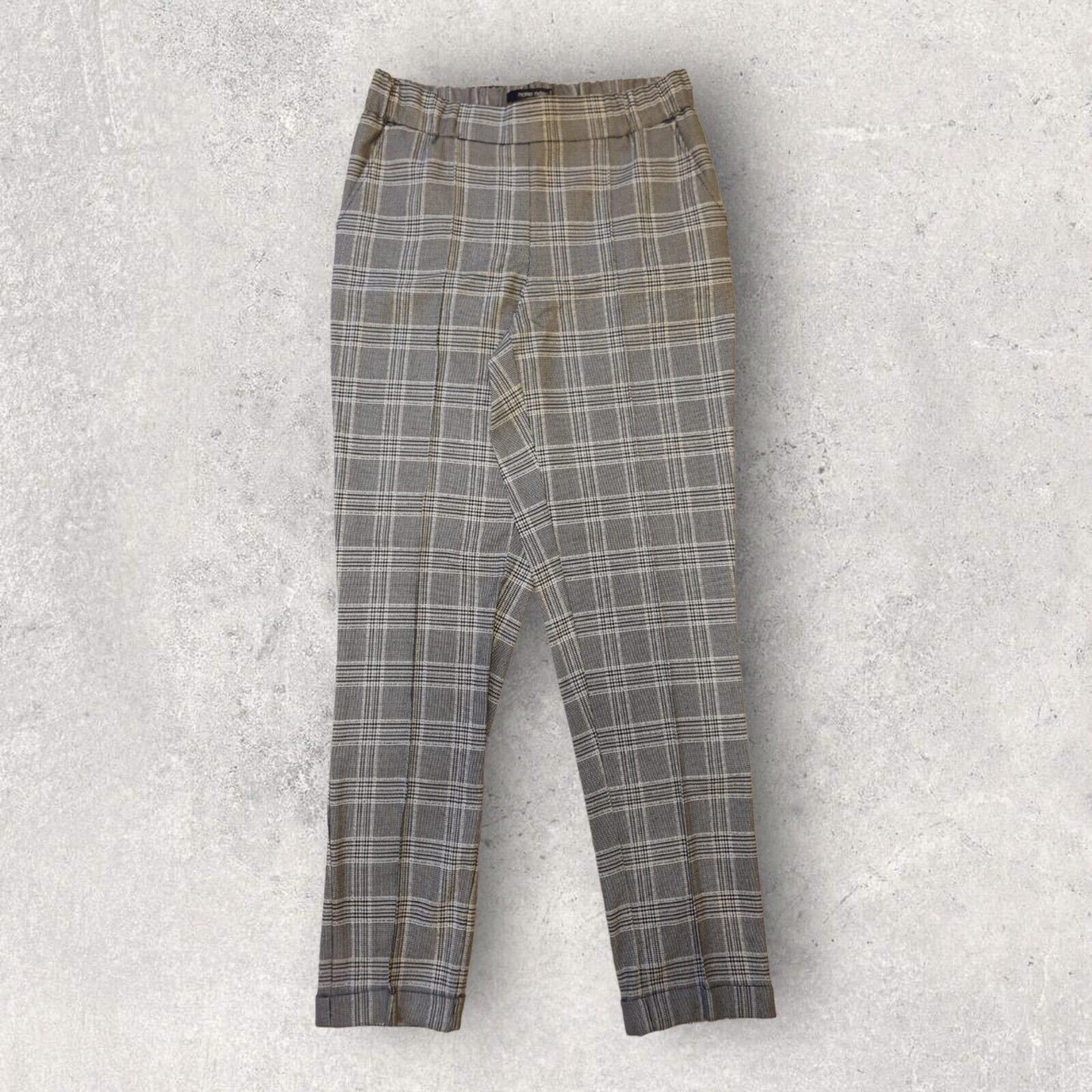Marie Mero Grey Prince of Wales Check Tapered Trousers UK 14 US10 EU 42 RRP £129 Timeless Fashions