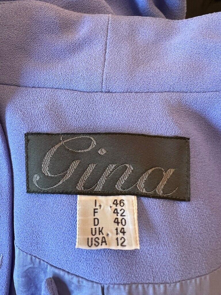 Gina Vintage 90's Lilac Crepe Special Occasion Skirt Suit UK 14 US 10 EU 42 Timeless Fashions
