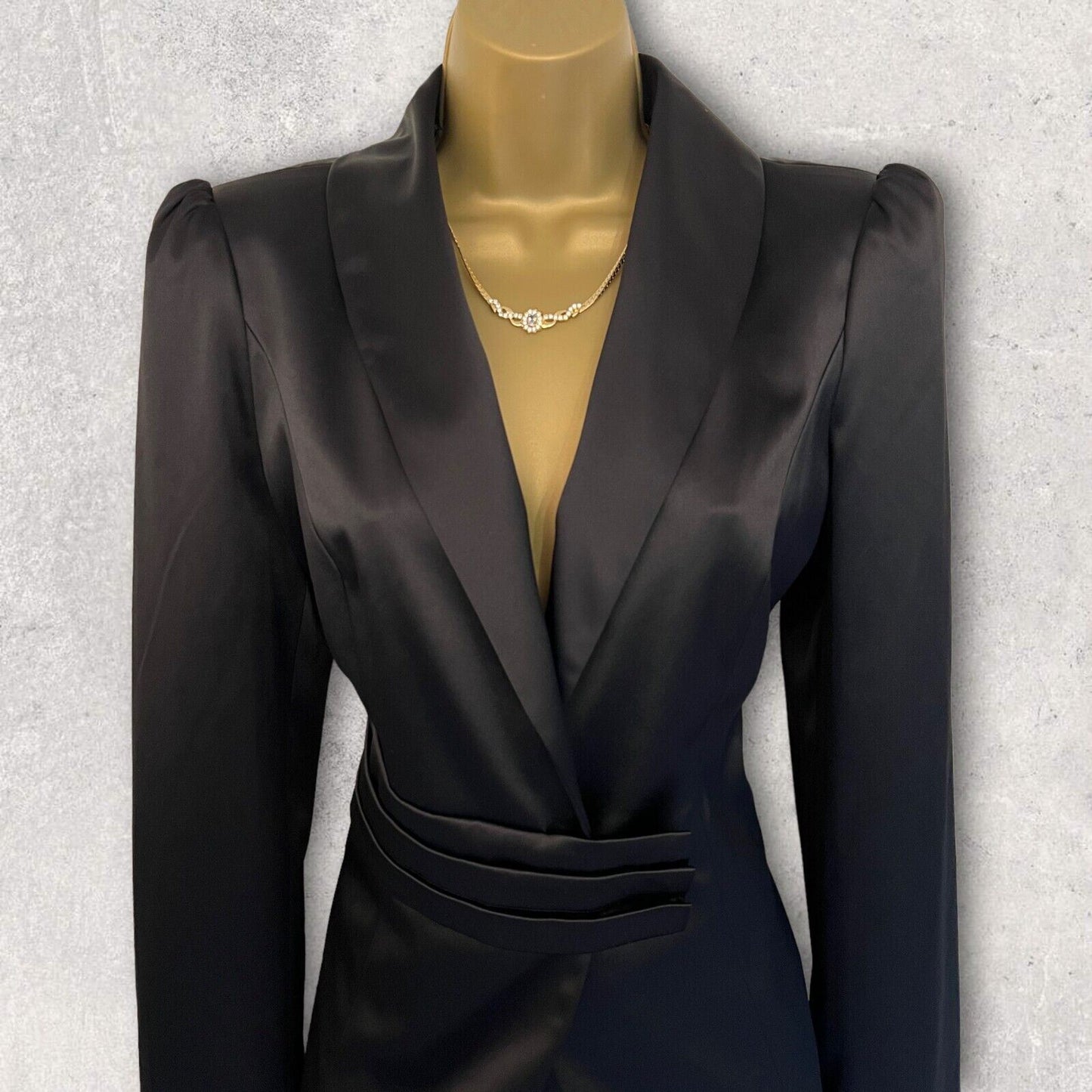 GIVe Black Satin Special Occasion Formal Jacket UK 12 US 8 EU 40 BNWT £149 Timeless Fashions