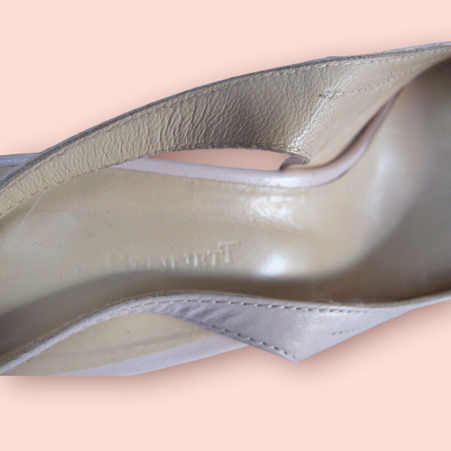 L.K. Bennett Pale Pink Leather Court Shoes Slingback Kitten Heel UK 7 US 9.5 EU 41 Timeless Fashions