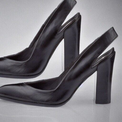 Node Black Leather Slingback Court Shoes, Block Heel UK 7 US 9 EU 40 Timeless Fashions