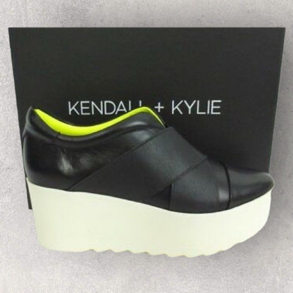 Kendall + Kylie Tasha Black Wedge Sneaker UK 7.5 US 9.5M EU 40.5 Timeless Fashions