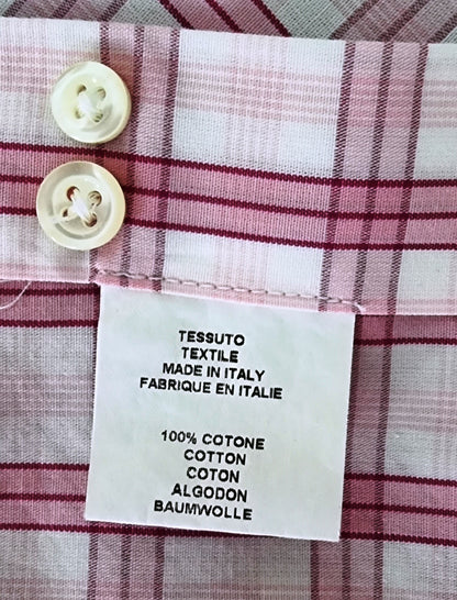 Herbie Frogg Men's Pink & White Check Cotton Shirt Collar 16" Timeless Fashions