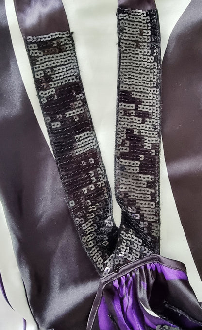TFNC London, Women's Purple, Black & White Sequinned Top UK10 Timeless Fashions