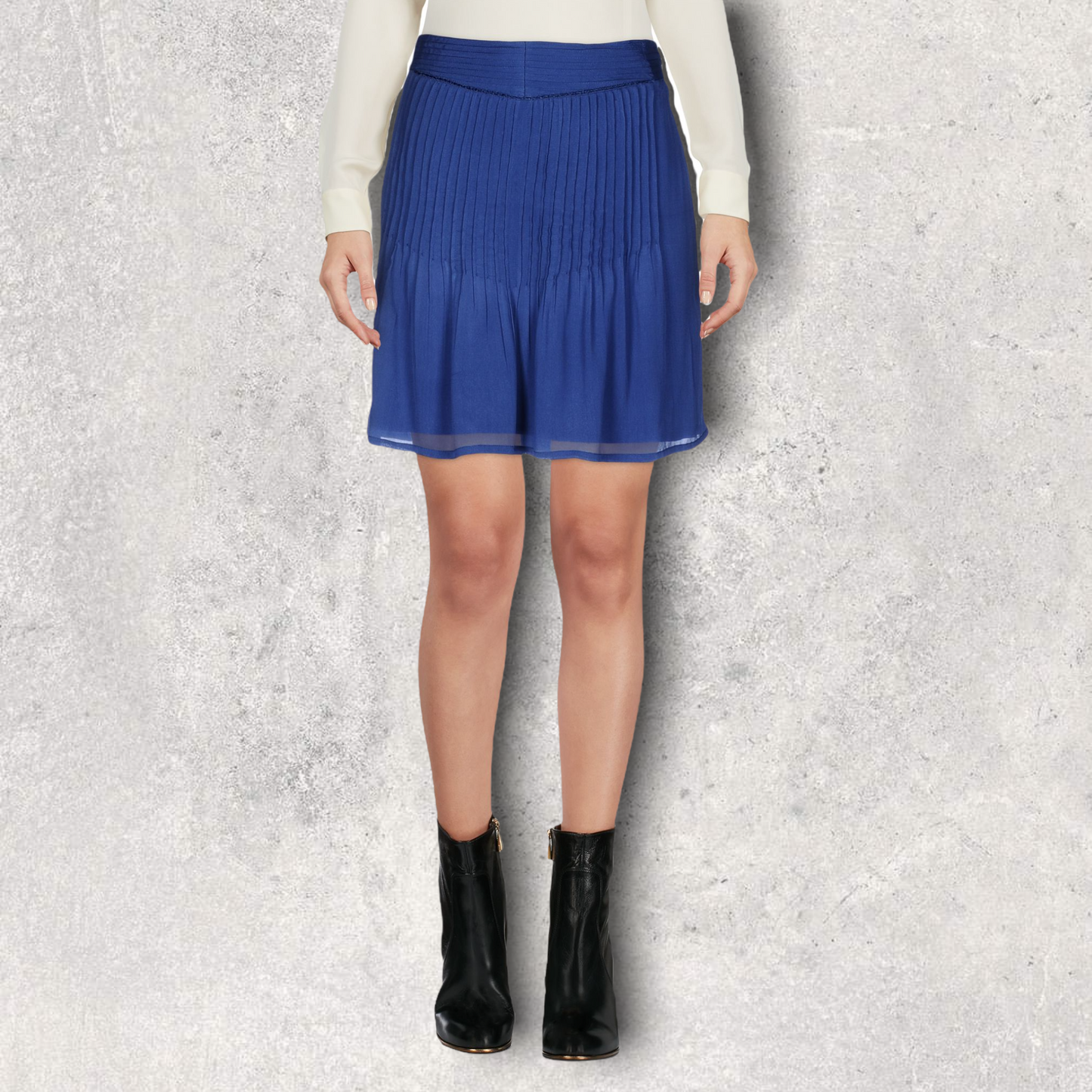 Hoss Intropia Blue Pleated Crepe Mini Skirt UK 12 US 8 EU 40 BNWT RRP £151 Timeless Fashions