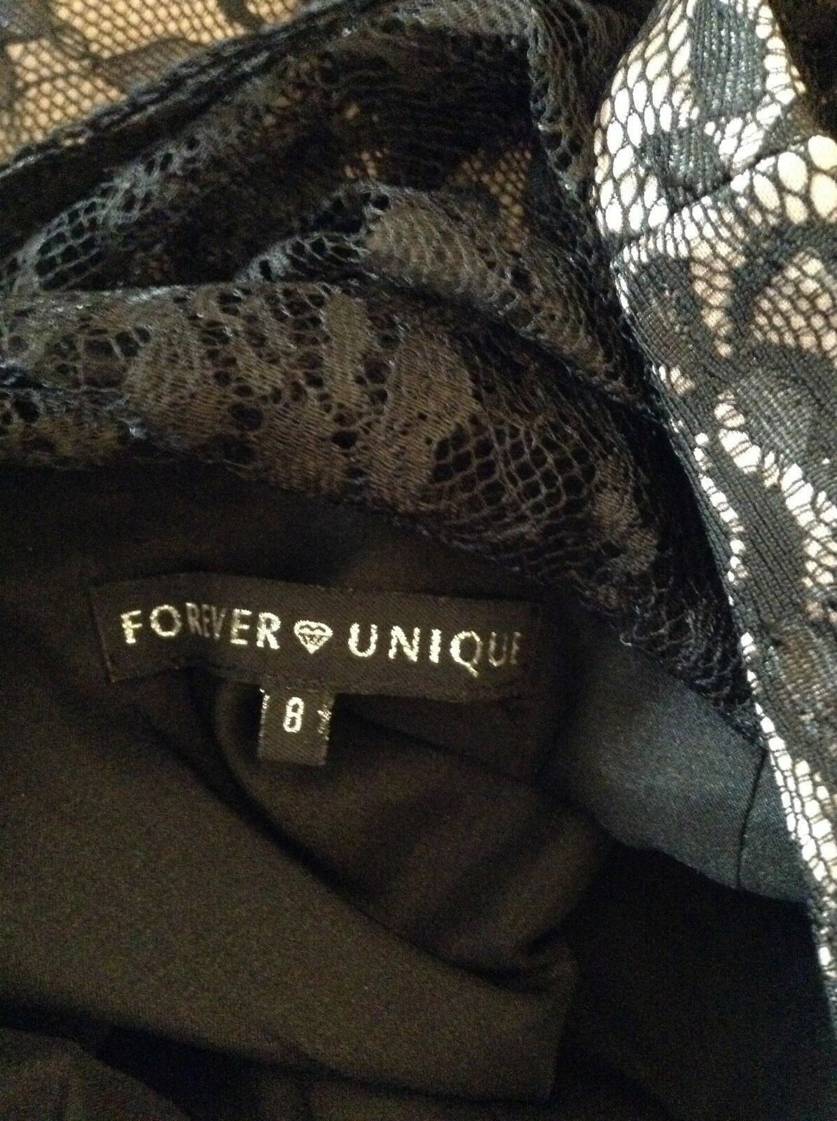 Forever Unique Black Lace Mini Dress UK 8 US 4 EU 36 Timeless Fashions