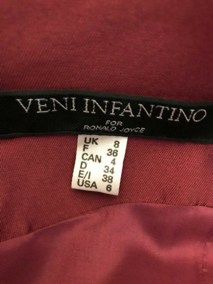Veni Infantino for Ronald Joyce Women's Claret Satin Pencil Dress UK 8 US 4 EU 36 IT 40 Timeless Fashions