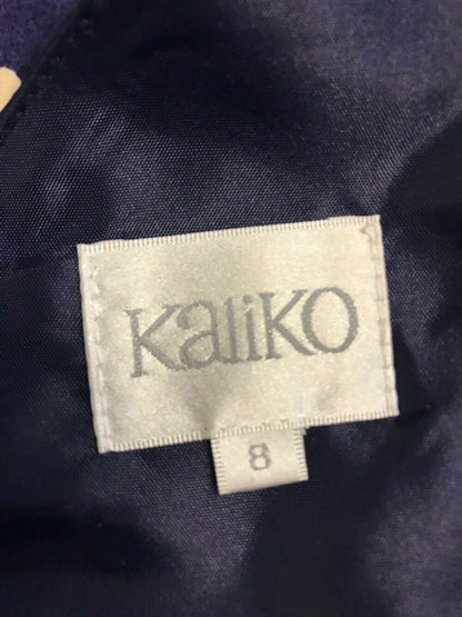 Kaliko Navy Blue Polka Dot 1950's Style Dress UK 8 US 4 EU 36 Timeless Fashions