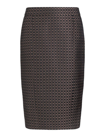 JOSEPH Cravat Jacquard Black Burgundy Pencil Skirt UK 8 Timeless Fashions