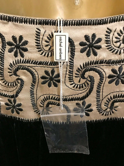 Michel Ambers Black Velvet & Champagne Silk Puffball Skirt UK 8 US 4 EU 36 Timeless Fashions