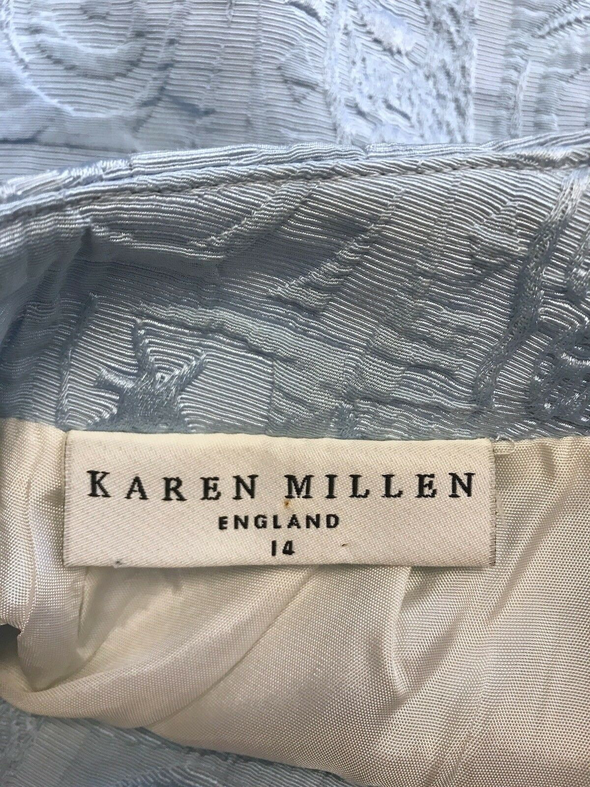 Karen Millen Vintage Light Blue Mini Pencil Skirt 29" waist UK 14 US 10 EU 42 Timeless Fashions