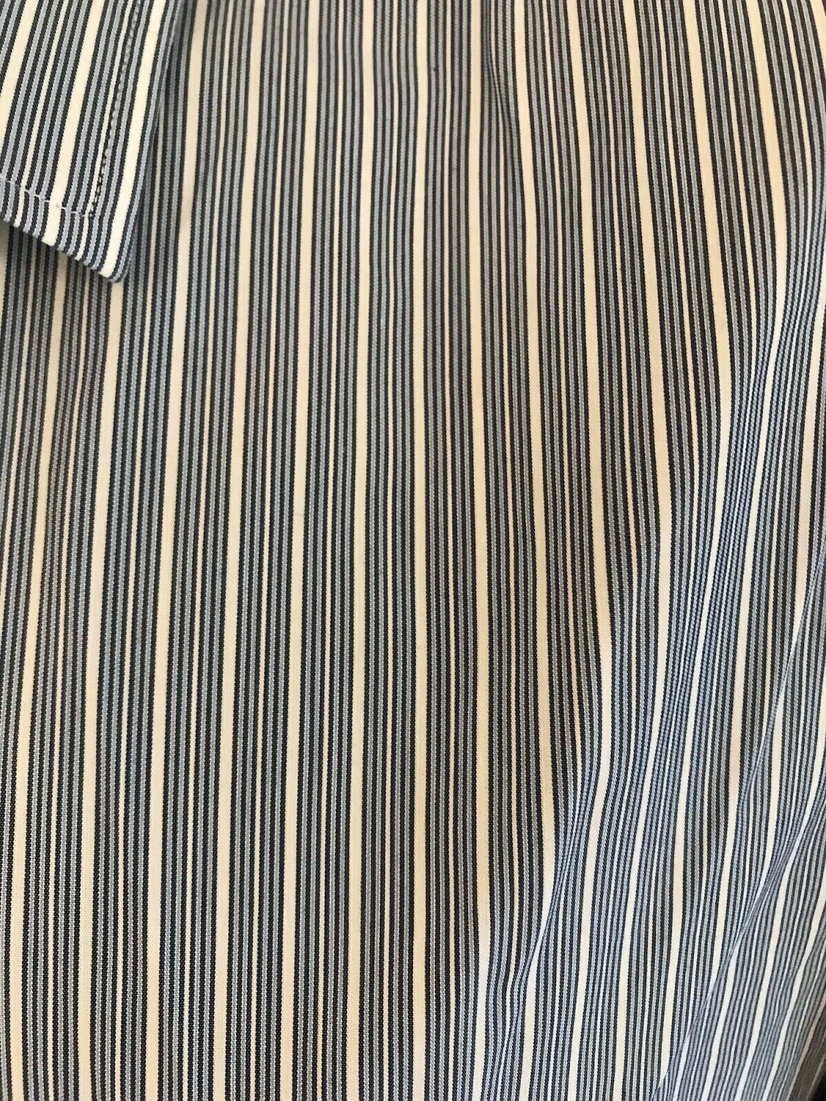 Hugo Boss Mens Blue & White Striped Cotton Shirt Size 42 Timeless Fashions