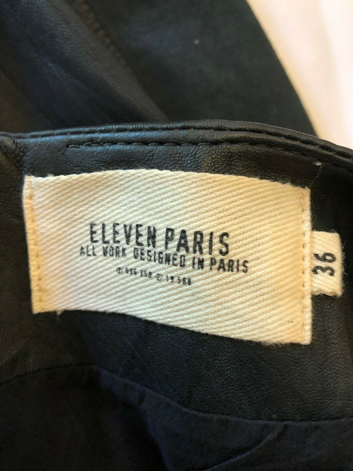 Eleven Paris Black Leather Mini Skirt UK 8 US 4 EU 36 Timeless Fashions
