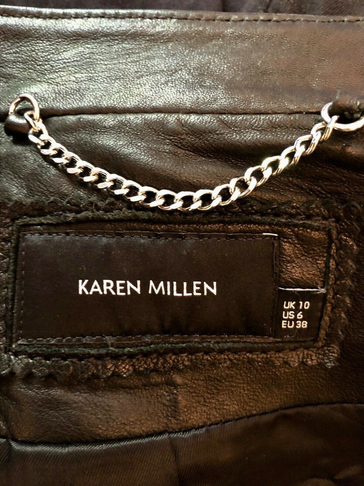 Karen Millen Black & Brown Leather Jacket UK 10 US 6 EU 36 Timeless Fashions