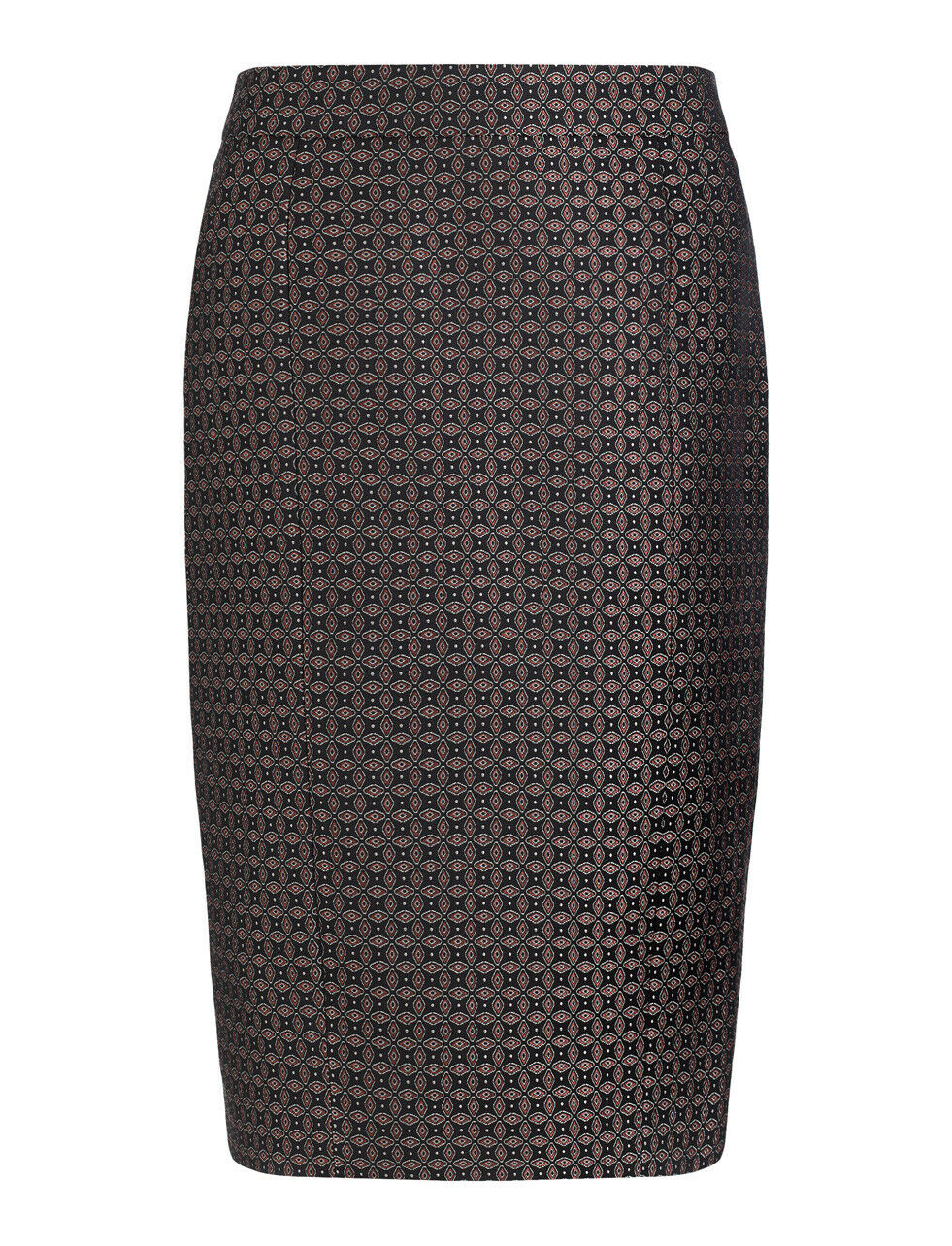 JOSEPH Cravat Jacquard Black Burgundy Pencil Skirt UK 10 US 6 EU 38 BNWT Timeless Fashions