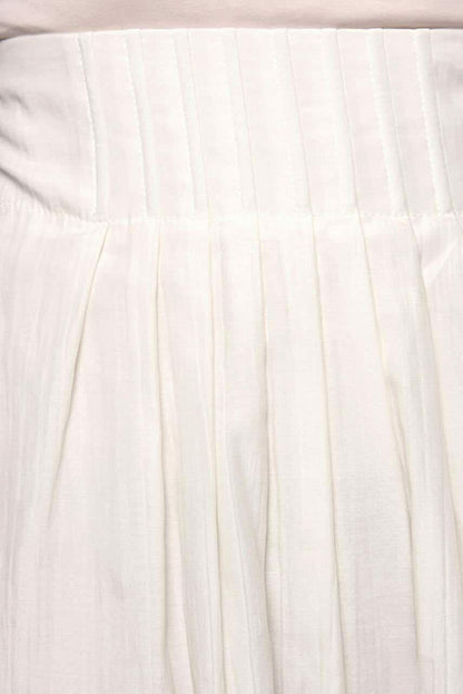 Boss Hugo Boss Vamelle Cream Silk & Cotton Pleated Summer Skirt UK 8 US 4 EU 36 IT 40 Timeless Fashions