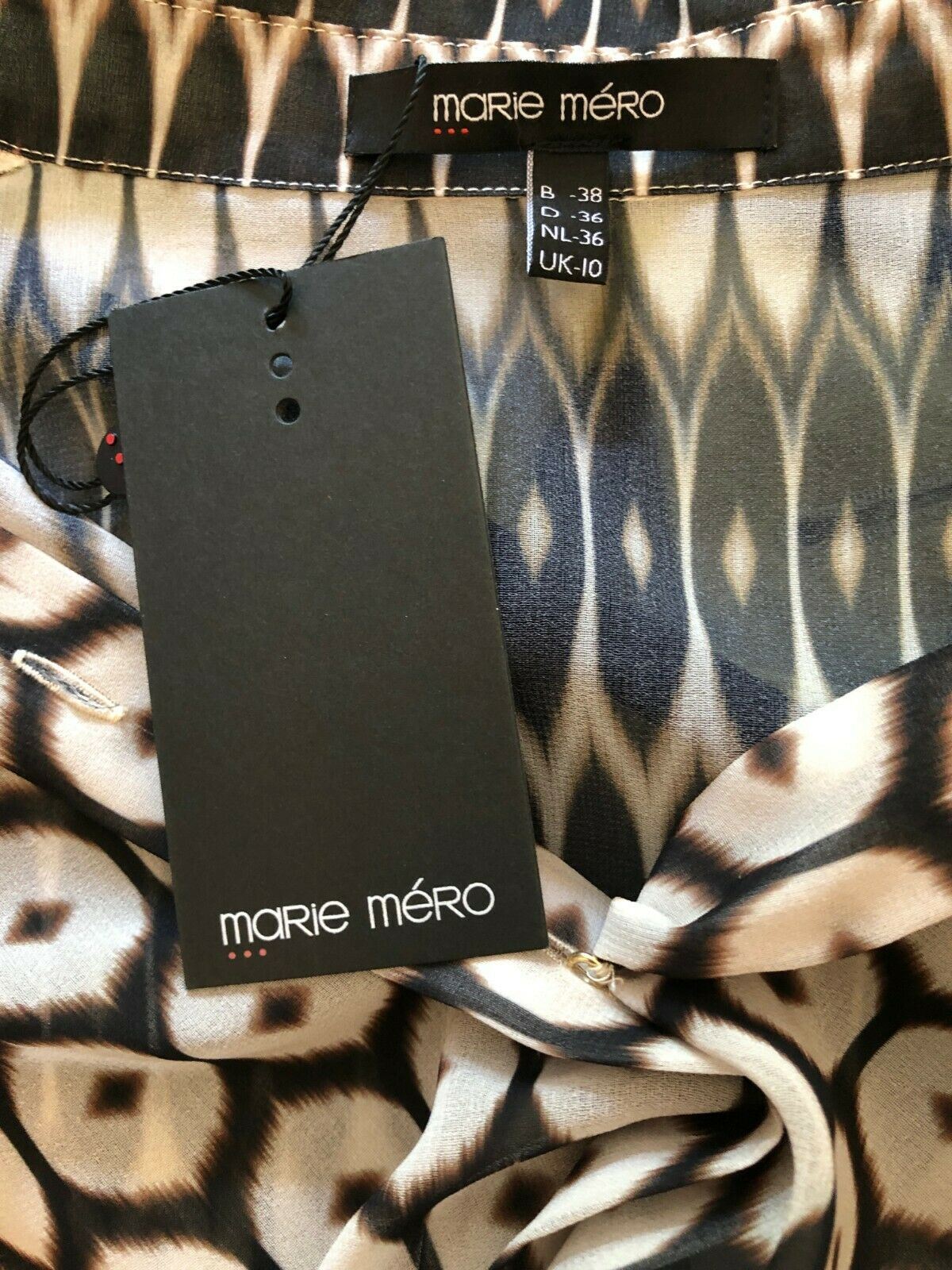 Marie Mero Brown Longline Chiffon Blouse UK 10 US 6 EU 38 BNWT RRP £135 Timeless Fashions