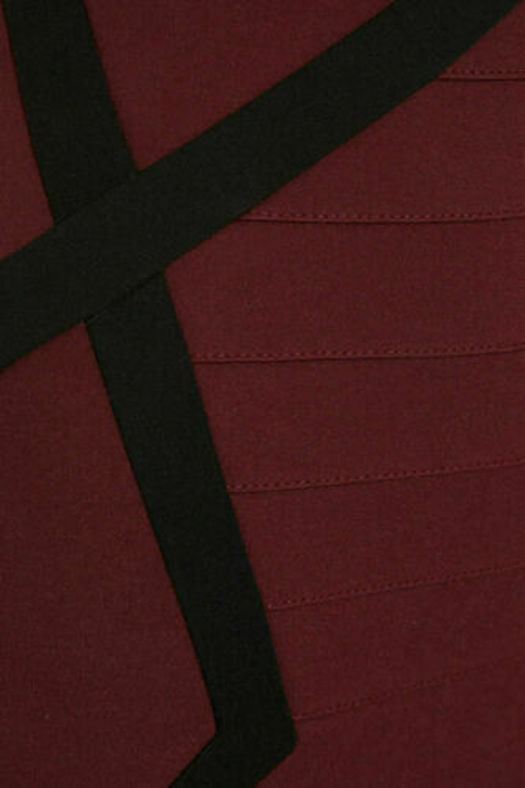 Maje Destinee Raw Edge Burgundy Black Bodycon Dress UK 8 US 4 EU 36 RRP £300 Timeless Fashions