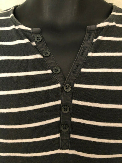 Jack Wills Mens Khaki & White Cotton Long Sleeve Striped Polo Shirt Size XS Timeless Fashions