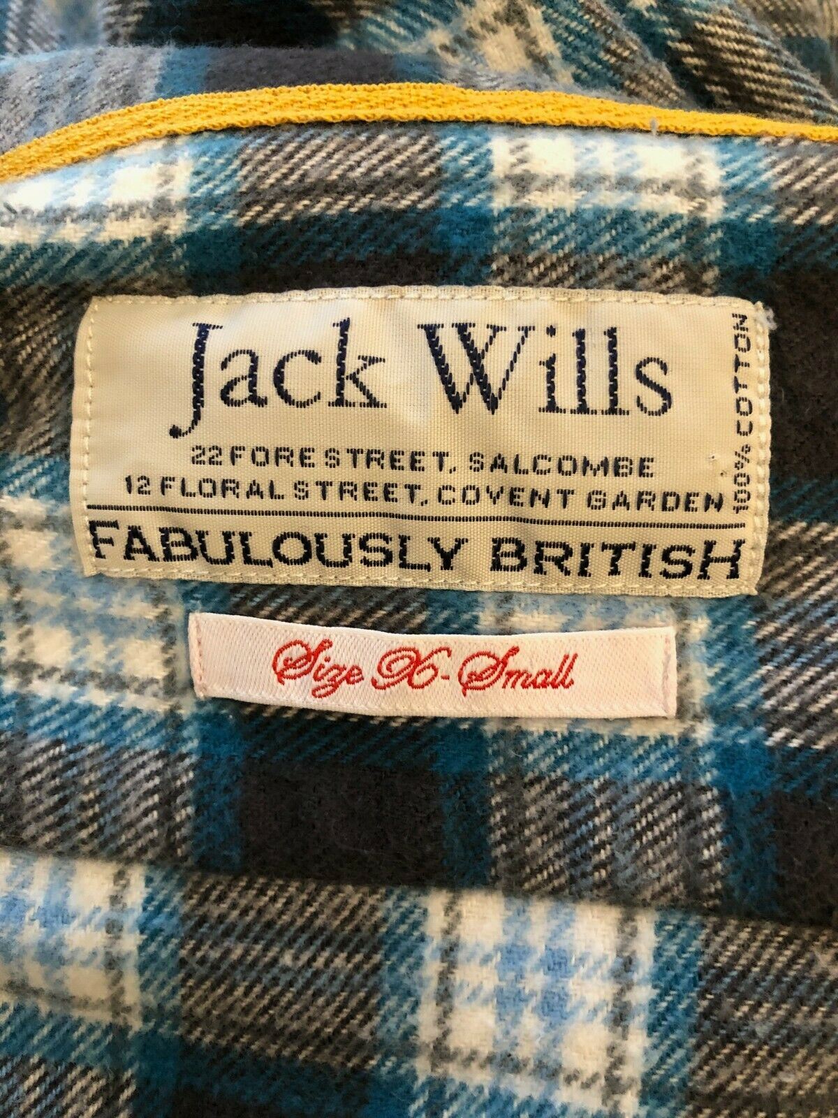 Jack Wills Men's Blue, White, Grey Brushed Cotton Long Sleeve Shirt Size XS Timeless Fashions