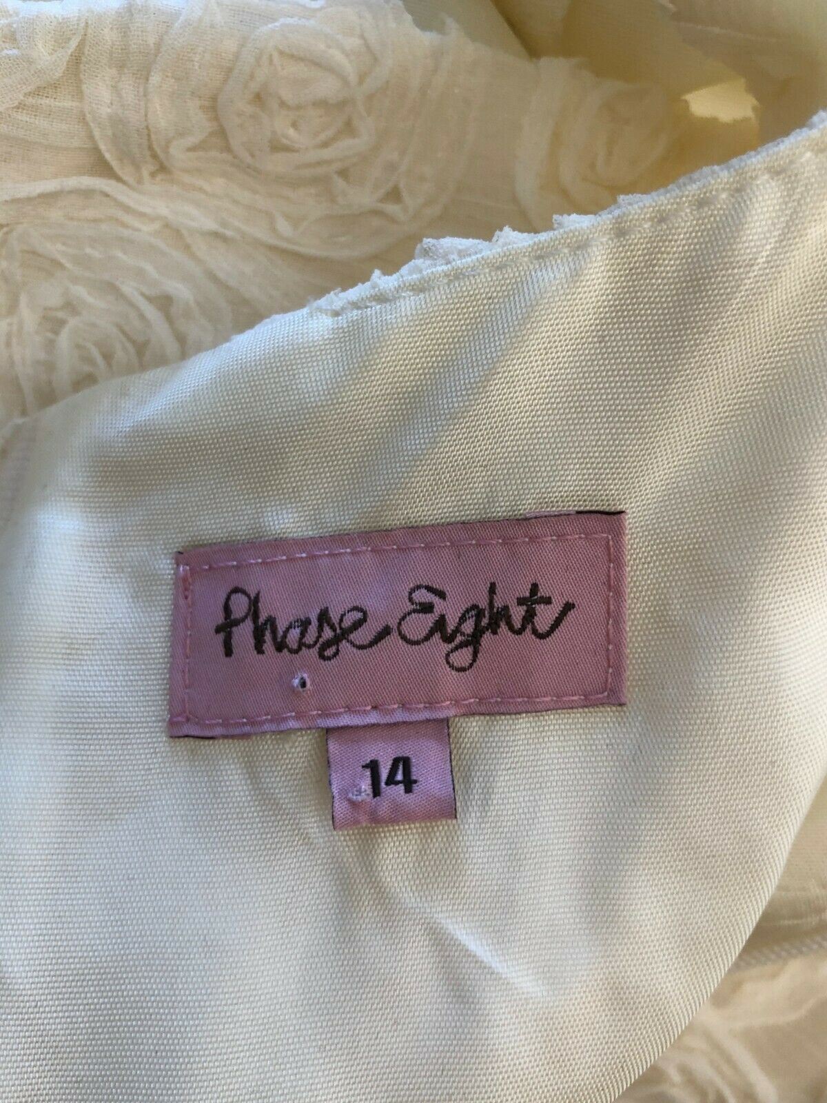 Phase Eight Cream Tapework Organza Shift Dress UK 14 US 10 EU 42 Timeless Fashions