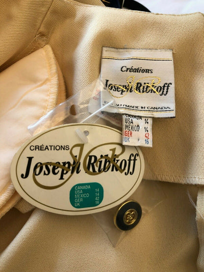 Joseph Ribkoff Vintage Yellow & Navy Short Sleeve Belted Dress UK 16 US 12 EU 44 Timeless Fashions