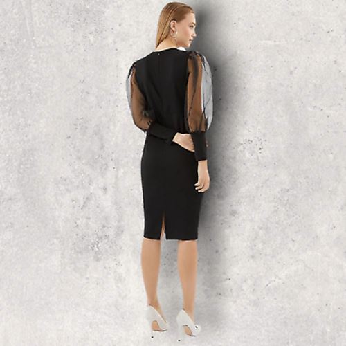 Coast Black Organza Puff Sleeve Wrap Style Dress UK 10 US 6 EU 38 Timeless Fashions