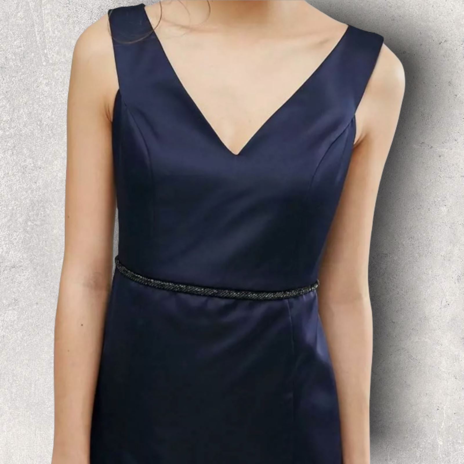 Coast Navy Blue Satin Leticia Heart Neckline Dress UK 10 US 6 EU 38 Timeless Fashions